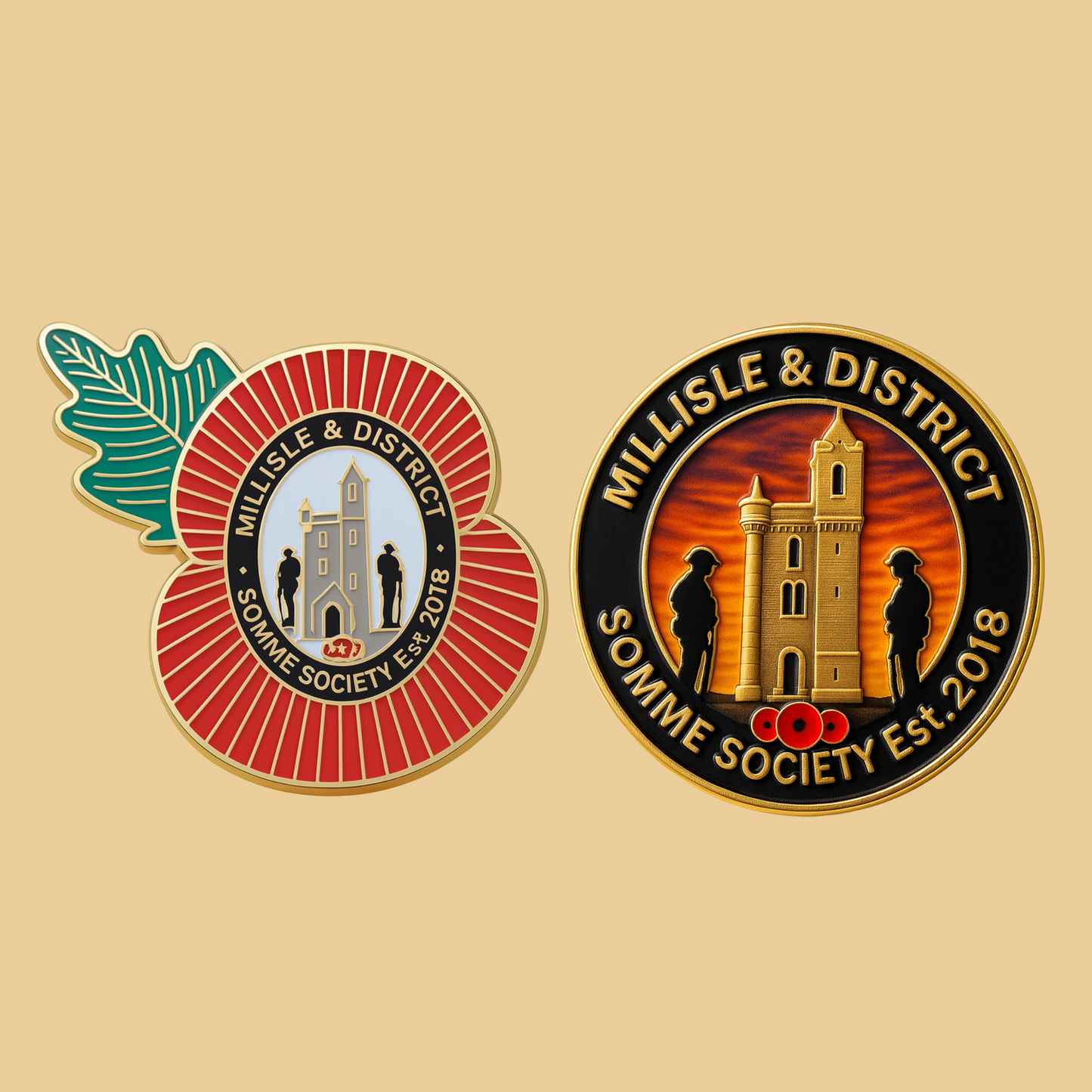 Millisle & District Somme Society Pin Badges (Pair)